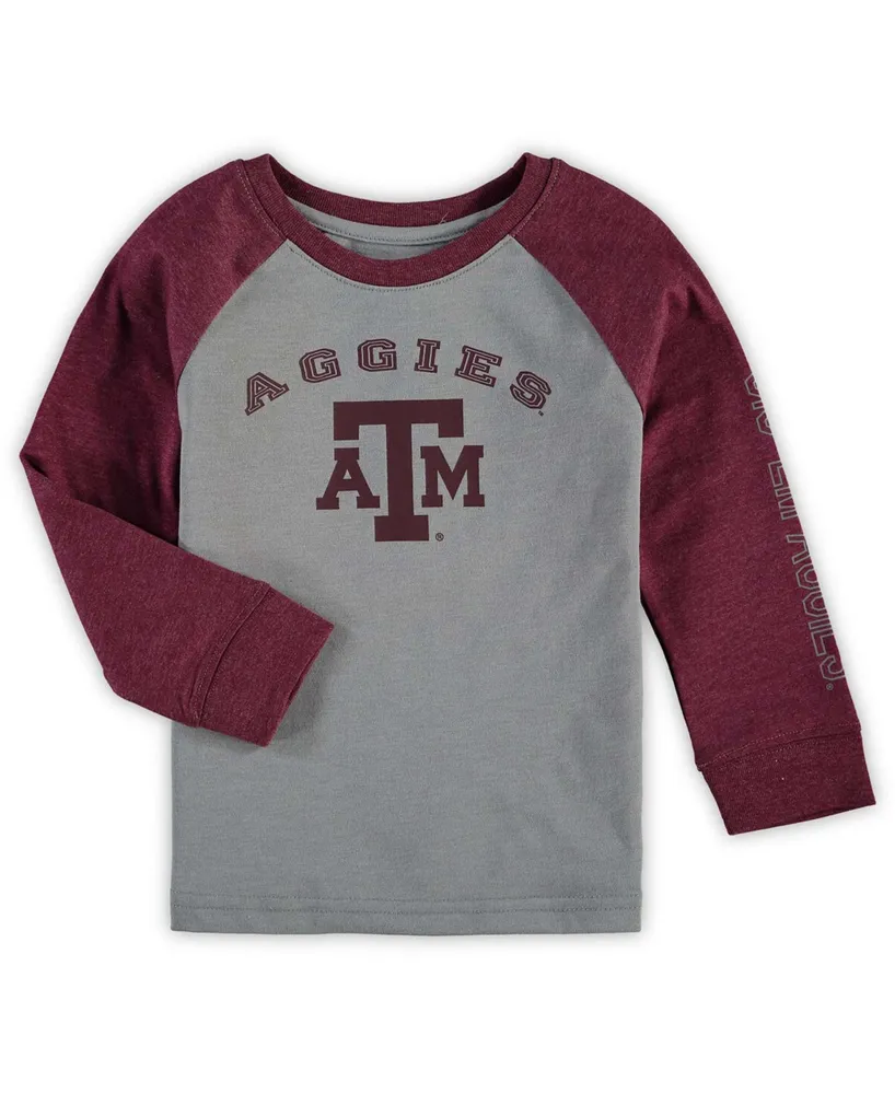 Toddler Boys and Girls Heathered Gray Texas A M Aggies Long Sleeve Raglan T-Shirt