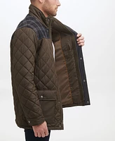 Cole Haan Men's Mixed Media Diamond-Like Quilt Coat