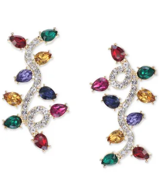 Holiday Lane Gold-Tone Multicolor Holiday Lights Linear Earrings, Created for Macy's