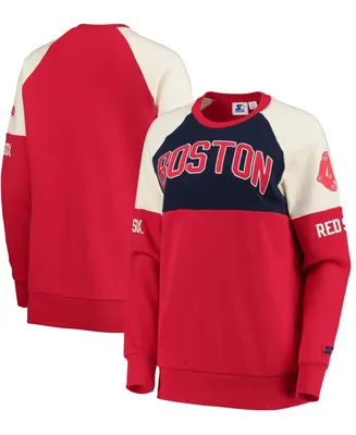 Women's Navy-Red Boston Red Sox Baseline Raglan Historic Logo Pullover Sweatshirt - Navy