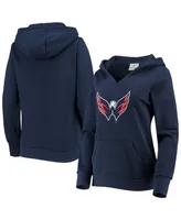 Plus Navy Washington Capitals Primary Team Logo Fleece V-Neck Pullover Hoodie