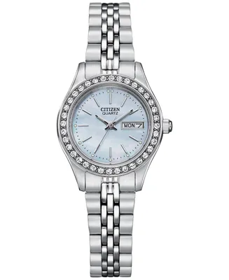 Citizen Women's Embellished Silver-Tone Stainless Steel Bracelet Watch 26mm - Silver