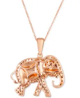Le Vian Turquoise Enamel & Diamond (5/8 ct. t.w.) 18" Elephant Pendant Necklace in 14k Rose Gold