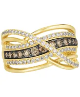 Le Vian Nude Diamond(1/2 ct. t.w.) & Chocolate Crossover Statement Ring 14k Gold