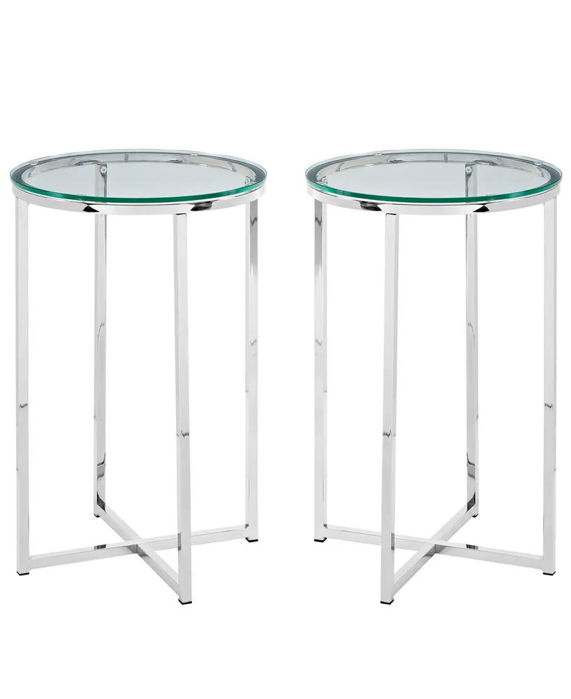 Modern Glam 2-Piece Metal-x Leg Side Table Set