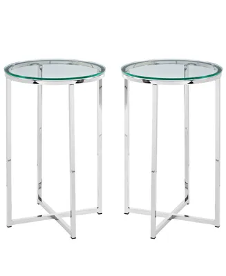 Modern Glam 2-Piece Metal-x Leg Side Table Set