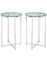 Modern Glam 2-Piece Metal-x Leg Side Table Set