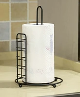 Freestanding Sturdy Round Single Roll Black Iron Paper Towel Holder