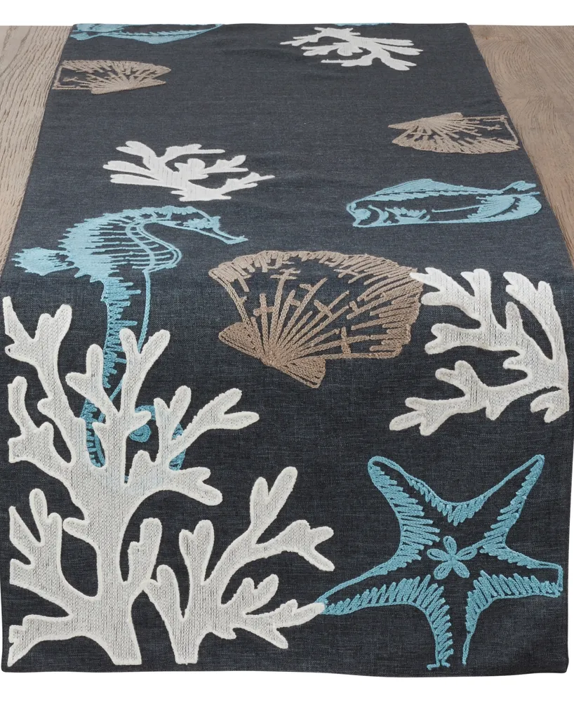 Saro Lifestyle Table Runner with Sea Design, 108" x 16"