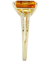 Citrine (3.0 ct. t.w.) & Diamond (1/10 ct. t.w.) Ring in 14k Gold