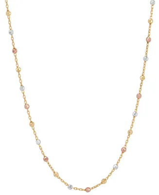Beaded Chain 18" Statement Necklace in 10k Tricolor Gold-Plate - Tri