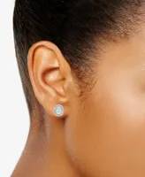 Diamond Oval Halo Cluster Stud Earrings (5/8 ct. t.w.) in 14k White Gold