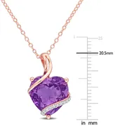 Amethyst (6-1/2 ct. t.w.) & Diamond (1/20 ct. t.w.) 18" Pendant Necklace in 18k Rose Gold-Plated Sterling Silver