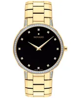 Movado Faceto Men's Swiss Diamond (3/8 ct. t.w.) Gold-Tone Pvd Bracelet Watch 39mm