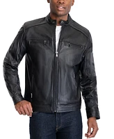 Michael Kors Men's Perforated Leather Moto Jacket, Created for Macy's