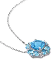 Blue Topaz Cluster 18" Pendant Necklace (4-1/6 ct. t.w.) in Sterling Silver