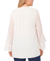 Vince Camuto Plus Textured Flutter-Sleeve Top