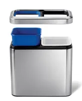 simplehuman Brushed Stainless Steel 20 Liter Fingerprint Proof Slim Dual Recycler Trash Can