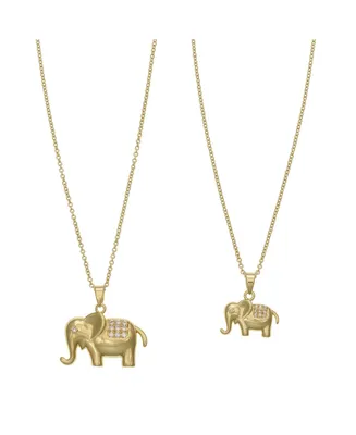 Fao Schwarz Women's Elephant Shape Pendant Necklace Set - Gold