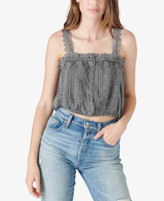 Lucky Brand Ruffled Pleated Crop Top