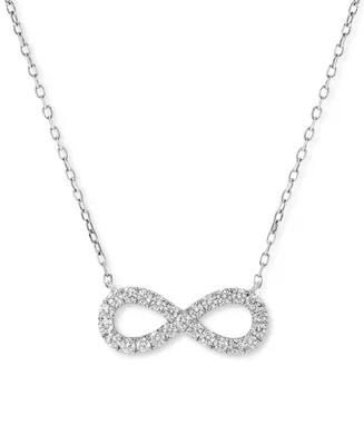 Diamond Infinity Pendant Necklace (1/2 ct. tw) in 14K White Gold, 16" + 2" extender