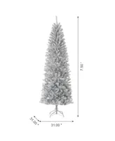 Glitzhome Silver-tone Tinsel Artificial Christmas Tree, 7.5'