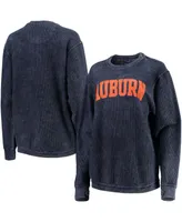 Women's Navy Auburn Tigers Comfy Cord Vintage-Like Wash Basic Arch Pullover Sweatshirt