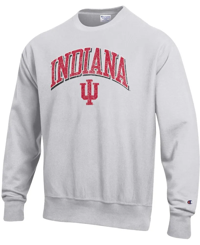 Men's Gray Indiana Hoosiers Arch Over Logo Reverse Weave Pullover Sweatshirt