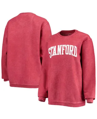 Women's Crimson Stanford Cardinal Comfy Cord Vintage-Like Wash Basic Arch Pullover Sweatshirt