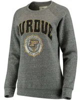 Women's Heathered Gray Purdue Boilermakers Edith Vintage-Like Knobi Pullover Sweatshirt