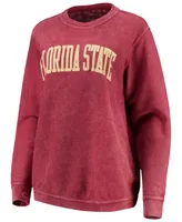 Women's Garnet Florida State Seminoles Comfy Cord Vintage-Like Wash Basic Arch Pullover Sweatshirt