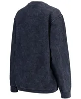 Women's Navy Virginia Cavaliers Comfy Cord Vintage-Like Wash Basic Arch Pullover Sweatshirt