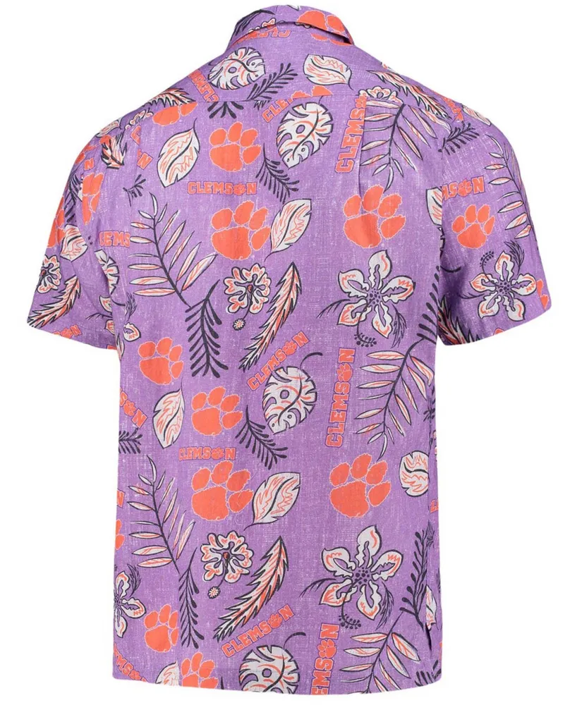 Men's Purple Clemson Tigers Vintage-Like Floral Button-Up Shirt