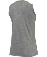 Women's Heathered Gray Arkansas Razorbacks Relaxed Henley Tri-Blend V-Neck Tank Top