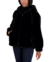 Sebby Juniors' Reversible Faux Fur Hooded Bomber Jacket