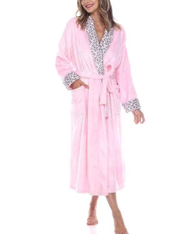 White Mark Women's Long Cozy Loungewear Belted Robe