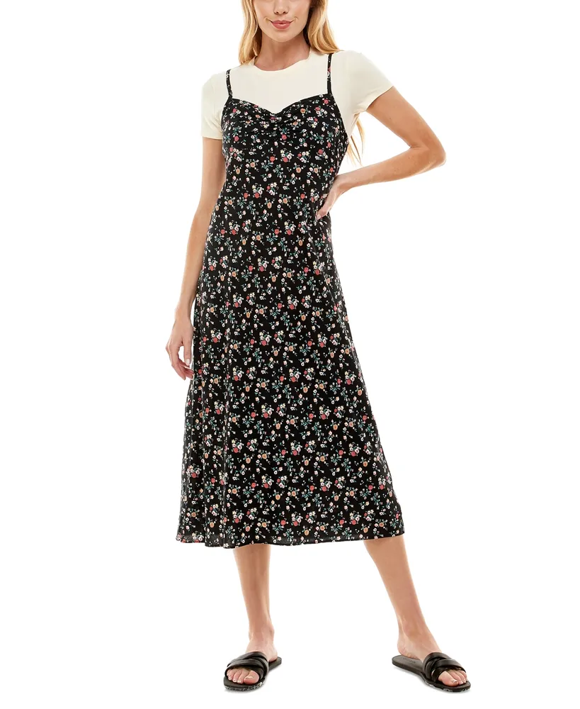 As U Wish Juniors' Printed Midi Slip Dress With T-Shirt | Foxvalley Mall