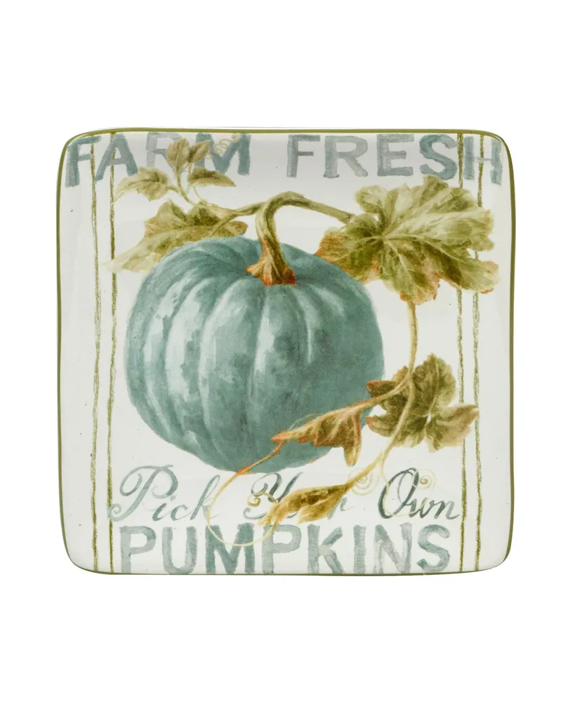 Certified International Autumn Harvest Canape Square Plate, Set of 4