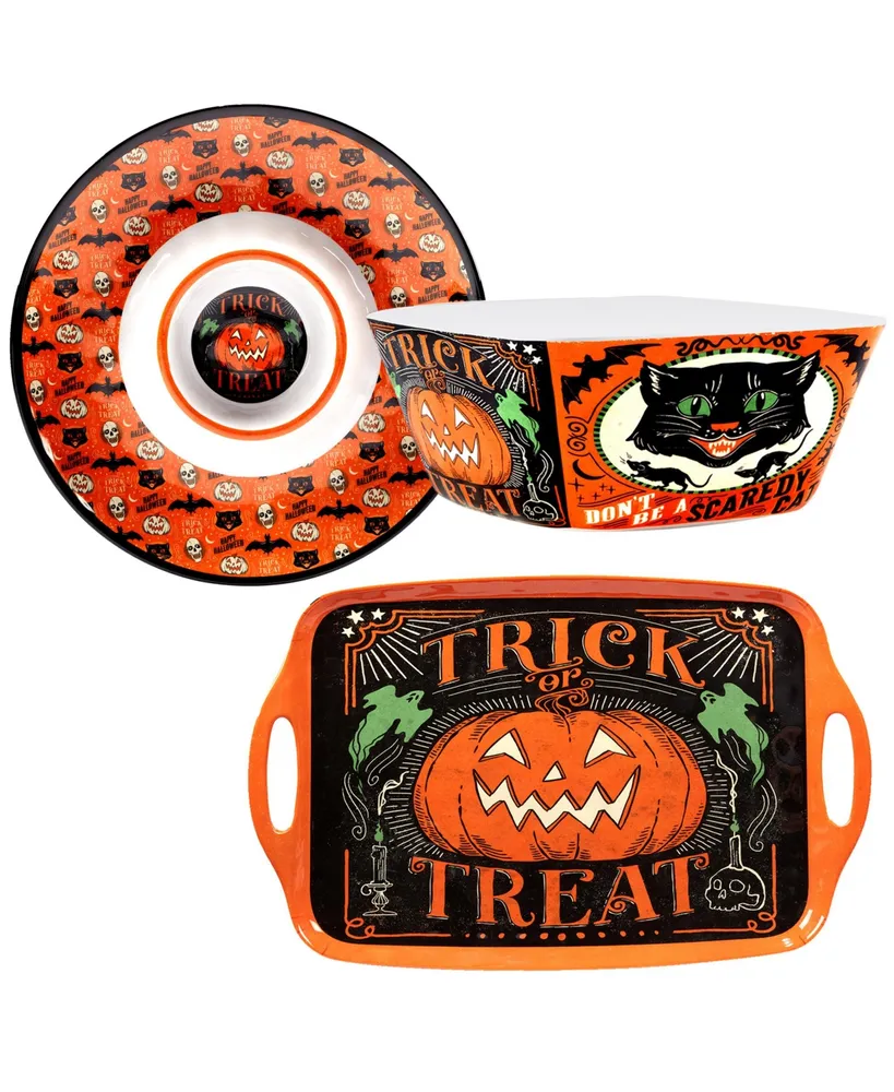 Certified International Scaredy Cat Hostess, Set of 3