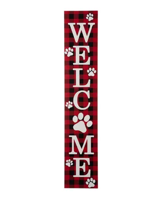 Glitzhome Wooden Plaid Pet " Welcome" Porch Sign, 42"