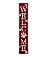 Glitzhome Wooden Plaid Pet " Welcome" Porch Sign, 42"