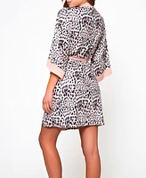 Women's Katie Soft Printed Robe with Lace Trims