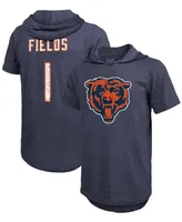 Men's Justin Fields Navy Chicago Bears Player Name Number Tri-Blend Short Sleeve Hoodie T-shirt
