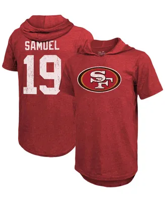 Men's Deebo Samuel Scarlet San Francisco 49Ers Player Name Number Tri-Blend Hoodie T-shirt