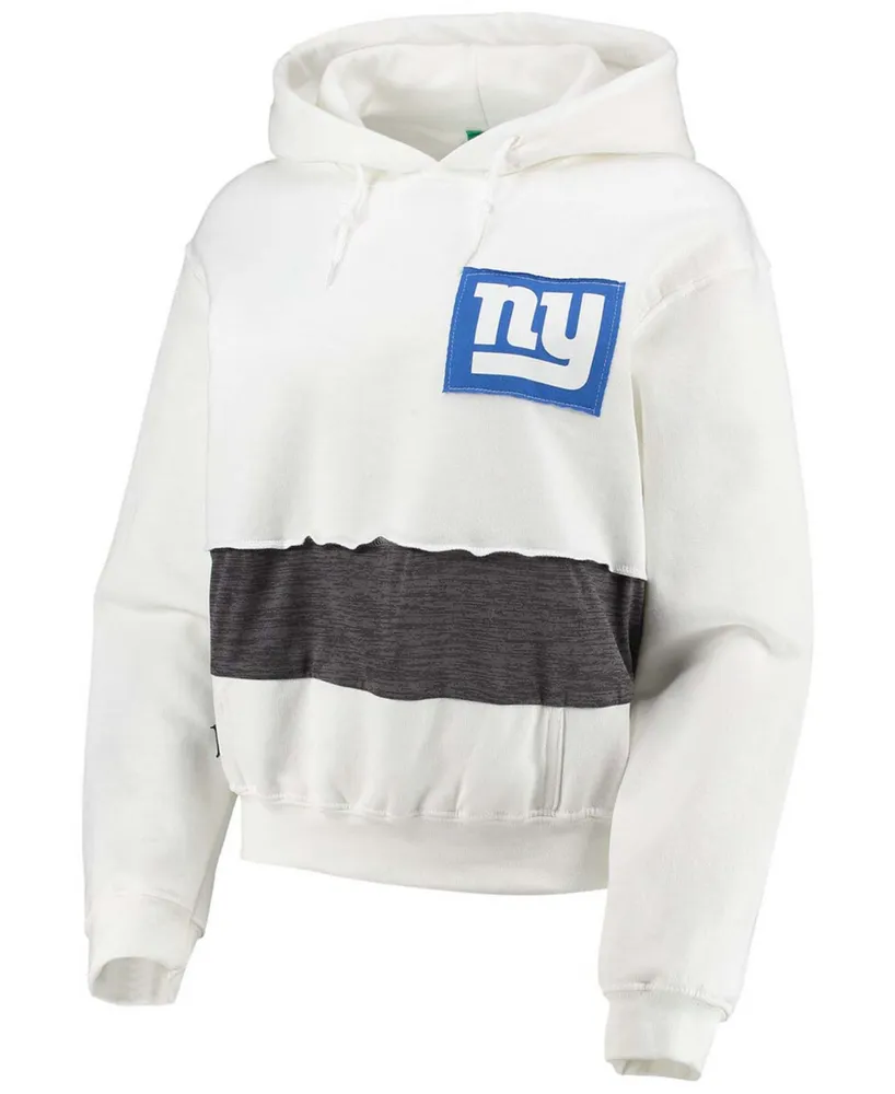 Women's White New York Giants Crop Pullover Hoodie