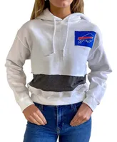 Women's White Buffalo Bills Crop Pullover Hoodie