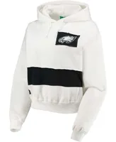 Women's White Philadelphia Eagles Crop Pullover Hoodie