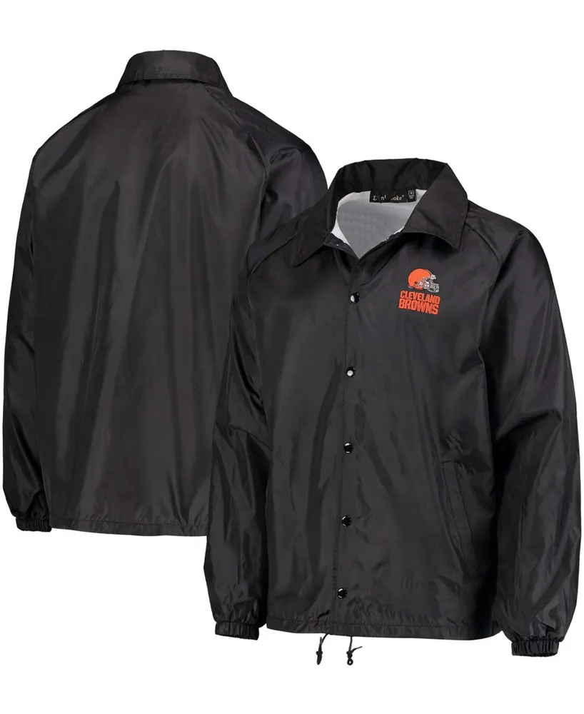 Men's Black Cleveland Browns Coaches Classic Raglan Full-Snap Windbreaker Jacket