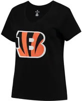 Women's Plus Joe Burrow Black Cincinnati Bengals Fair Catch Name Number V-Neck T-shirt