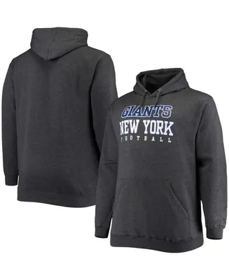 Men's Big and Tall Heathered Charcoal New York Giants Practice Pullover Hoodie